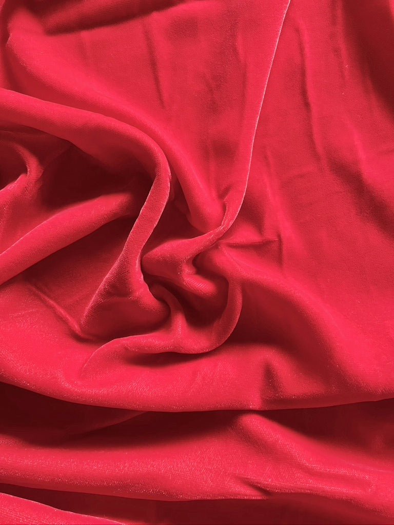 RED - Micro Velvet Fabric - Fine and Lightweight - 112 cms - 180 gsm for Dressmaking. , Childrens Clothing, Dance Costume Crafting